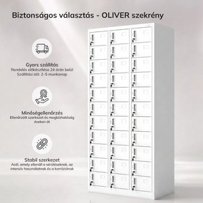 Fehér személyi szekrény a dolgozók számára: OLIVER, 900 x 1850 x 450 mm