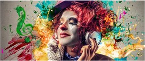Kép - Női művész fejhallgatóval (120x50 cm)