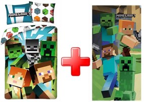 Minecraft ágyneműhuzat és törölköző szett színes