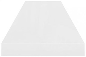 4 db magasfényű fehér MDF lebegő fali polc 90 x 23,5 x 3,8 cm