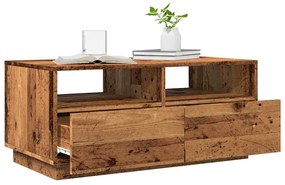 antik fa színű dohányzóasztal LED-lámpákkal 90 x 49 x 40 cm