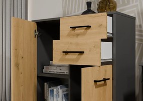 Simplo 2D2S komód 2 ajtó + 2 fiók, antracit - tölgy