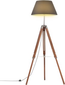 vidaXL mézbarna-fekete háromlábú tömör tíkfa állólámpa 141 cm