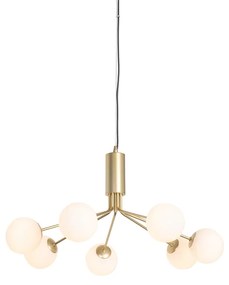 Art Deco függőlámpa arany opál üveggel 7-lámpás - Coby