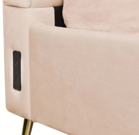 Franciaágy 140 cm Mirabell (bézs) (ágyráccsal) (USB porttal). 1081444