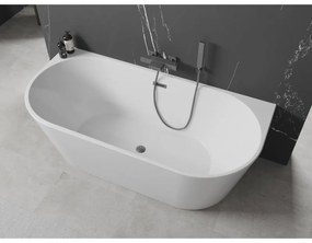 Mexen Oval, szabadon álló fali kád 180 x 80 cm, fehér, grafit túlfolyó, 52671808000-66