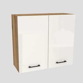 Konyhaszekrény felső 80/72 Capri korpusz tölgy Evoke front fehér akril fényes