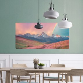 PIPPER. Öntapadós textiltapéta "Sziklás hegyek szivárvánnyal"