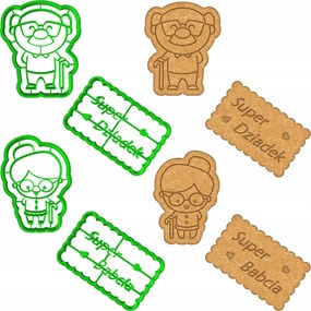 4x Mézeskalács lyukasztó Formák Nagymama És Nagypapa Napjára 4db-os szett