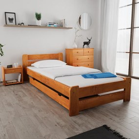 Laura ágy 90x200 cm, égerfa Ágyrács: Ágyrács nélkül, Matrac: Deluxe 10 cm matrac