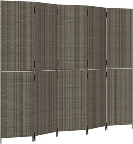 vidaXL szürke 5-paneles polyrattan térelválasztó