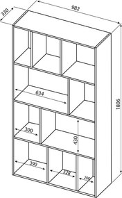 Könyvespolc tölgyfa dekorral 98x181 cm Toronto - TemaHome