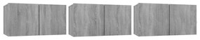 3 db sonoma tölgy színű fa függő TV-szekrény 60 x 30 x 30 cm