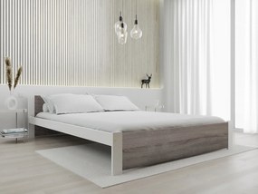 Ágy IKAROS 140 x 200 cm, fehér/szarvasgomba tölgy Matrac: Coco Maxi matrac 20 cm, Ágyrács: Deszkás ágyráccsal