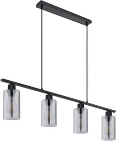 Globo 15465-4H Függeszték matt fekete fém váz, füstszínű üvegekkel. HxSZxM:980x100x1200, fényforrás nélkül 4xE27 60W 230V