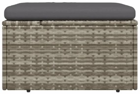 szürke polyrattan kerti lábtartó párnával 55 x 55 x 30 cm