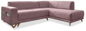 Rózsaszín kinyitható-tárolóhelyes sarokkanapé (jobb oldali-L alakú) Classy Sophie – Miuform