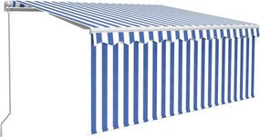 vidaXL kék és fehér kézzel kihúzható napellenző redőnnyel 3,5 x 2,5 m