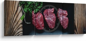 Hús képe egy tányéron (órával) (90x30 cm)