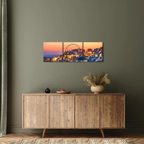 Kép - Santorini alkonyatkor (órával) (90x30 cm)
