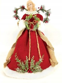 Aca Lighting karácsonyfadísz, angyalka piros ruhában, 40 cm x 124 cm