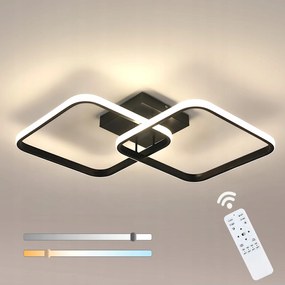 Led Mennyezeti Lámpa, Csillár, Fekete, Négyzet Alakú, Modern, Távirányítóval, 50W