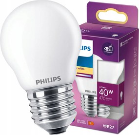 Led izzó Golyó E27 4,3W 40W 2700K Philips