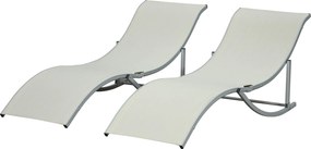 Outsunny 2 db napozó kerti szék szövet lounger relax szék ergonómikus alumínium textilin bézs 165 x 61 x 63 cm | Aosom