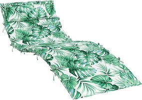 vidaXL levélmintás oxford-szövet napozóágypárna 180x60x4 cm
