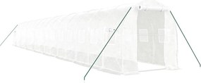 vidaXL fehér acélvázas melegház 32 m² 16 x 2 x 2 m