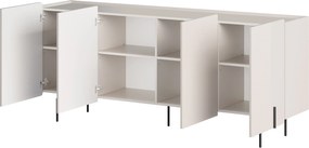 Malmi négyajtós komód 200 cm - kasmír / fekete lábak