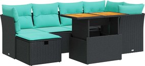 vidaXL 7 részes barna polyrattan akácfa kerti ülőgarnitúra párnákkal