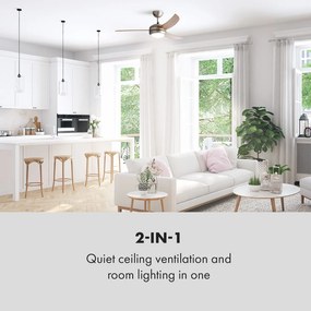 Klarstein El Paso, mennyezeti ventilátor, 52", E27 foglalat, 3 lapát, tölgyfa megjelenés