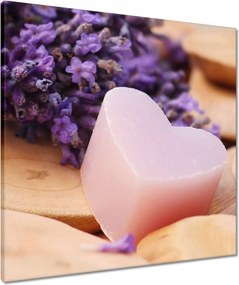 Vászonkép 60x60 Levendula szív