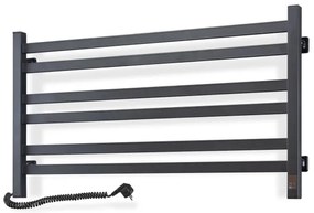 Fürdőszobai törölközőszárító radiátor termosztáttal AVANGARD 316W/230V 50,6 cm IP44 fekete, bal oldali