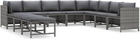 vidaXL 11 részes szürke polyrattan kerti ülőgarnitúra párnákkal