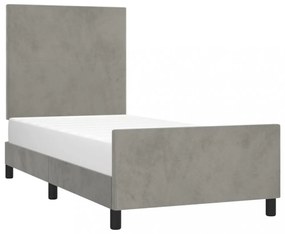 világosszürke bársony ágykeret matrac nélkül 100x200 cm