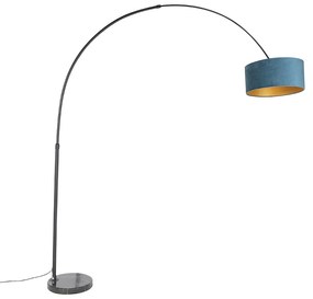 Ív lámpa fekete bársony búrával kék aranyozással 50 cm - XXL