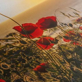Naplemente és a pipacsok képe (órával) (90x30 cm)