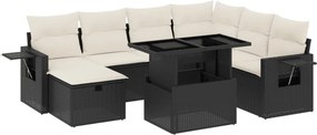 vidaXL 8 részes fekete polyrattan kerti ülőgarnitúra párnákkal