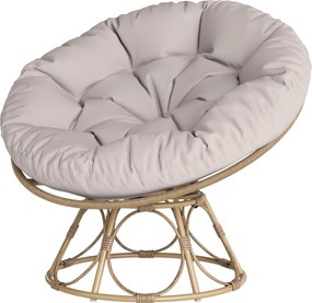 Outsunny Papasan Szék Rattan 360° Forgatható Kosárszék Ülőpárnával 100 cm Átmérőjű Kerek Kültéri Rattan Forgatható Pihenőszék a Nappaliba, Kertbe, Erk