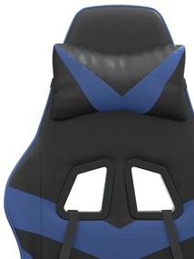 vidaXL fekete és kék műbőr forgó játékszék lábtartóval