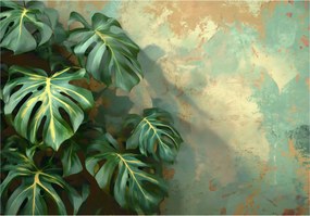 Monstera flizelin fotótapéta trópusi levelek zöld háttér 312x219 +ragasztó