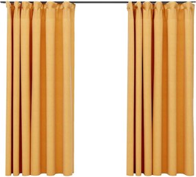 vidaXL 2 db sárga vászonhatású sötétítőfüggöny kampókkal 140 x 175 cm