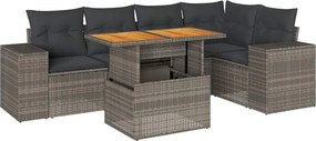 vidaXL 6 részes szürke polyrattan kerti ülőgarnitúra párnákkal
