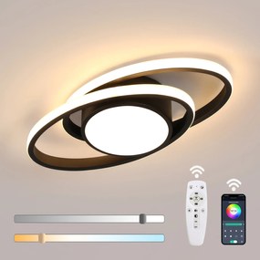 Lampa Sufitowa Plafon Led Wiszaca Czarna Nowoczesna Ściemnialna+pilot 39W