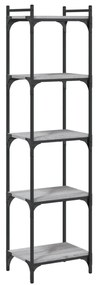 5 szintes szürke sonoma szerelt fa könyvespolc 40 x 30 x 154 cm