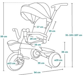 Lionelo - Gyerek tricikli HAARI fekete/többszínű