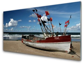 Üvegkép Boat Sea Beach Landscape 125x50 cm