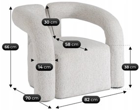 Designer Fotel Szürke Bouclé Kárpittal. BRAZIL